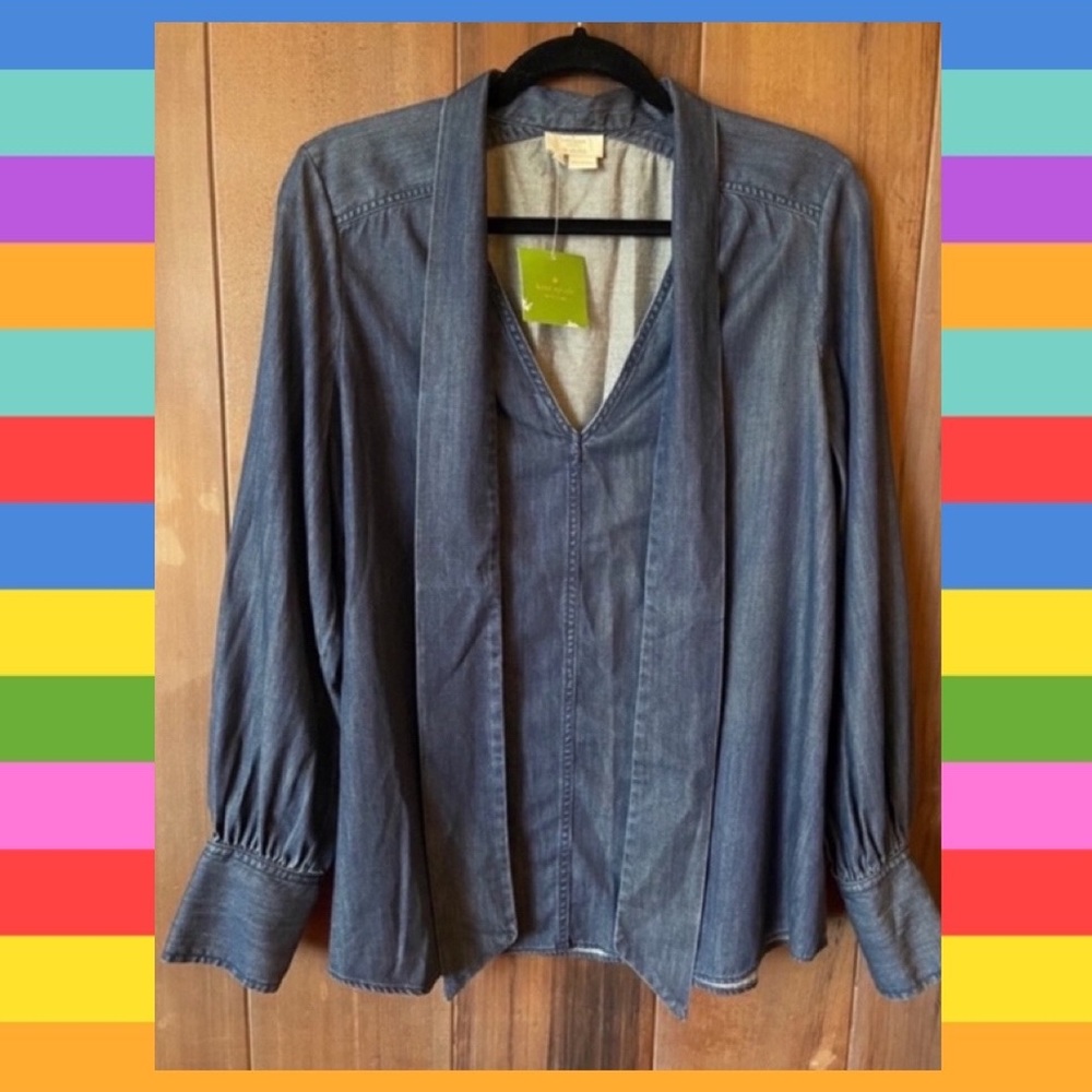 🎉HP🎉 Kate Spade Denim Front-Tie Shirt.